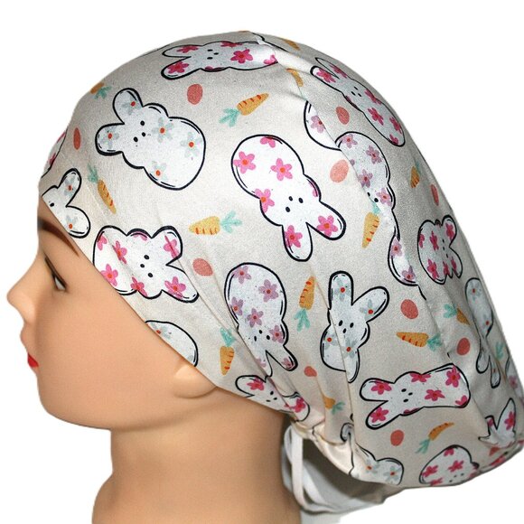 Handmade Easter Peeps Euro Scrub Cap, Soft, Stretchy Cotton Blend - Picture 3 of 7